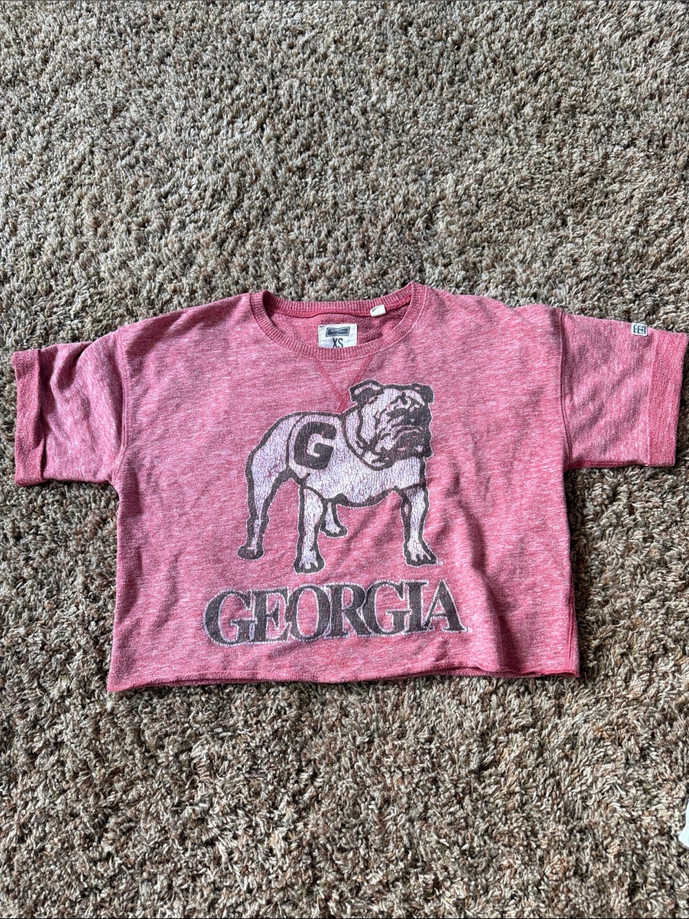 Georgia Bulldogs Red Cropped Graphic Tee - Women's XS